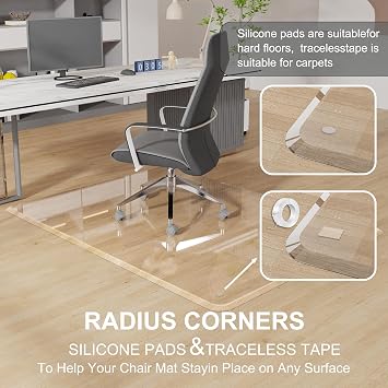 MESAILUP Beveled Edge Office Chair Mat for Carpet or Hardwood Floor 36