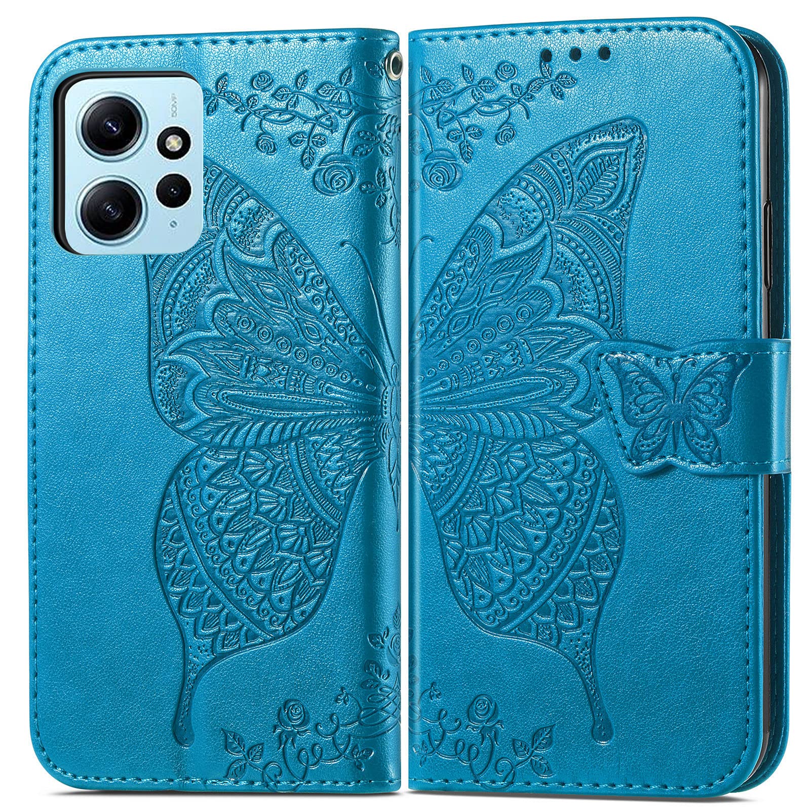 JIUNINE Cover per Xiaomi Redmi Note 12S, Custodia Libro in Pelle Portafoglio Case Flip Antiurto con Disegni di Farfalla [Porta Carte] [ Magnetica] [Interno TPU] per Redmi Note 12S, Rosa