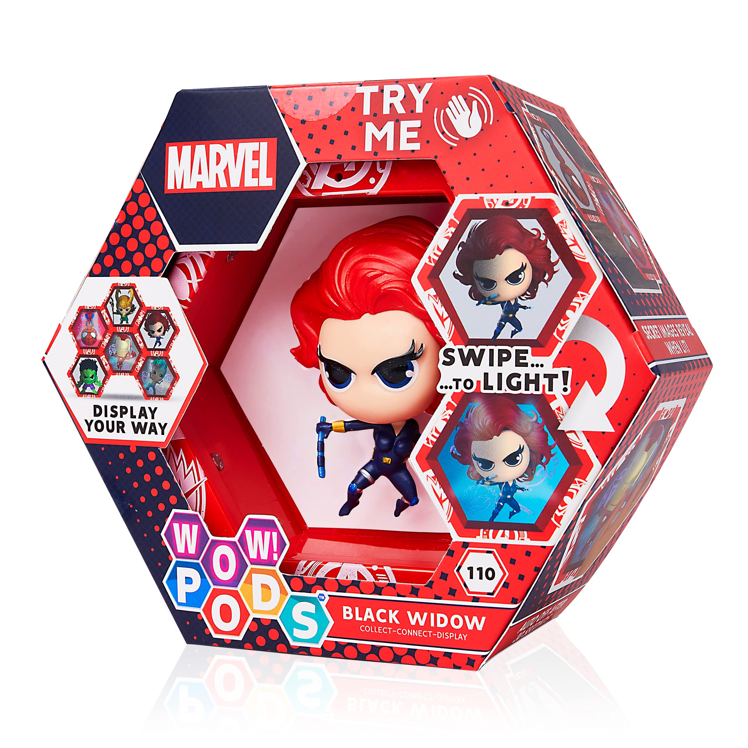 WOW! PODS Avengers Collection - Black Widow | Superhero Light-Up Bobble-Head Figure | Official Marvel Collectable Toys & Gifts