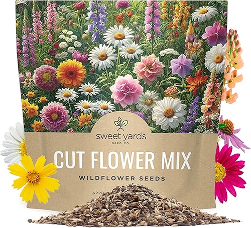 Cut Flower Garden Seeds – Paquete extra grande de 1 onza – Más de 7,500 semillas frescas de flores silvestres polinizadas abiertas sin OMG – Anuales
