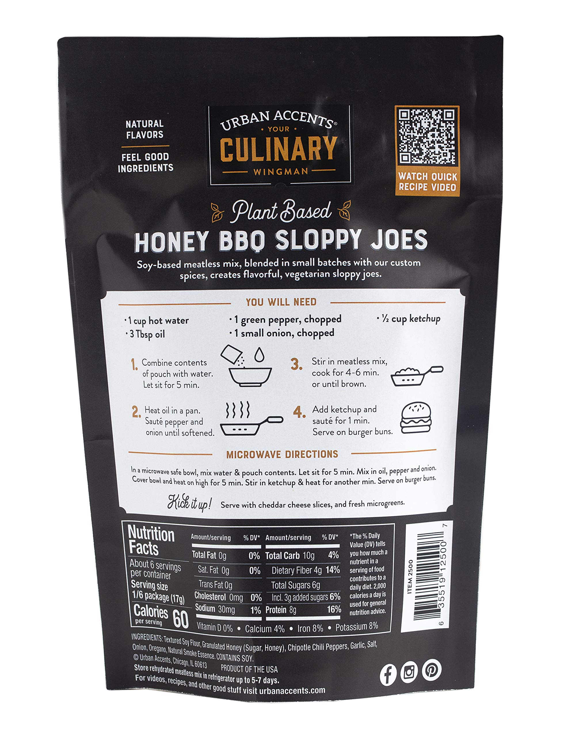 Urban Accents Sloppy Joe Plant Based Meatless Mix Gluten Free Plant