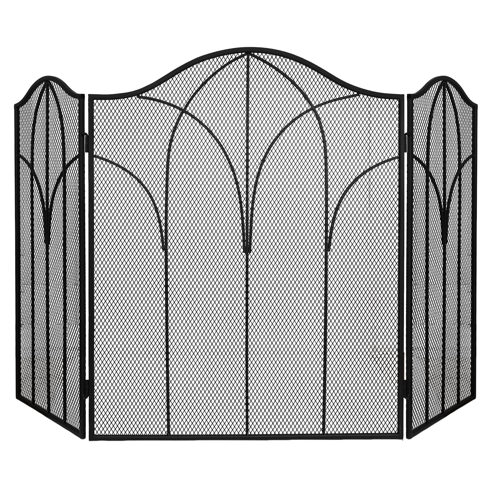 Hogardeck 3 Panel Fireplace Screen, 48" x 30" Fireplace Cover for Living Room, Decorative Wrought Iron Fire Place Gate for Brick Fireplace, Baby Proof, Pet Safety
