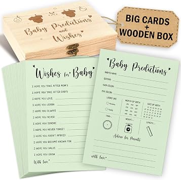 WOODAMORE Baby Predictions and Advice Cards - 30 Pcs Baby Prediction Cards, Wishes for Baby Cards for Sage Green Baby Shower Decorations, Funny Baby Shower Game for Gender Neutral Baby Shower Decor