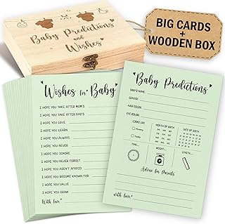 Baby Predictions and Advice Cards - 30 Pcs Baby Prediction Cards, Wishes for Baby Cards for Sage Green Baby Shower Decorations, Funny Baby Shower Game for Gender Neutral Baby Shower Decor