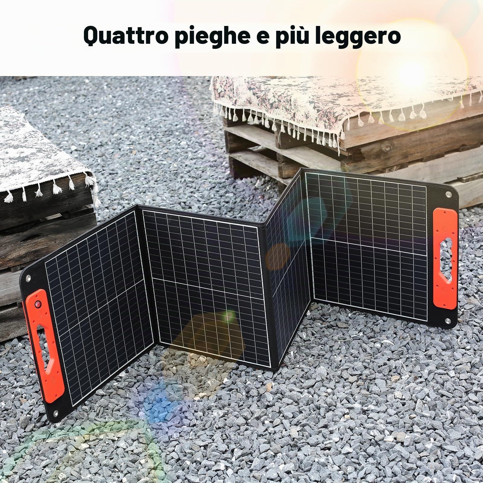 100W Pannello Solare Portatile Pieghevole con Super Funzionalità di Tracciamento dei Raggi di Alta Conversione 23,5% 18W QC3.0 PD60W Type-C DC uscite USB A Per Campeggio Emergenza Tablet Camera