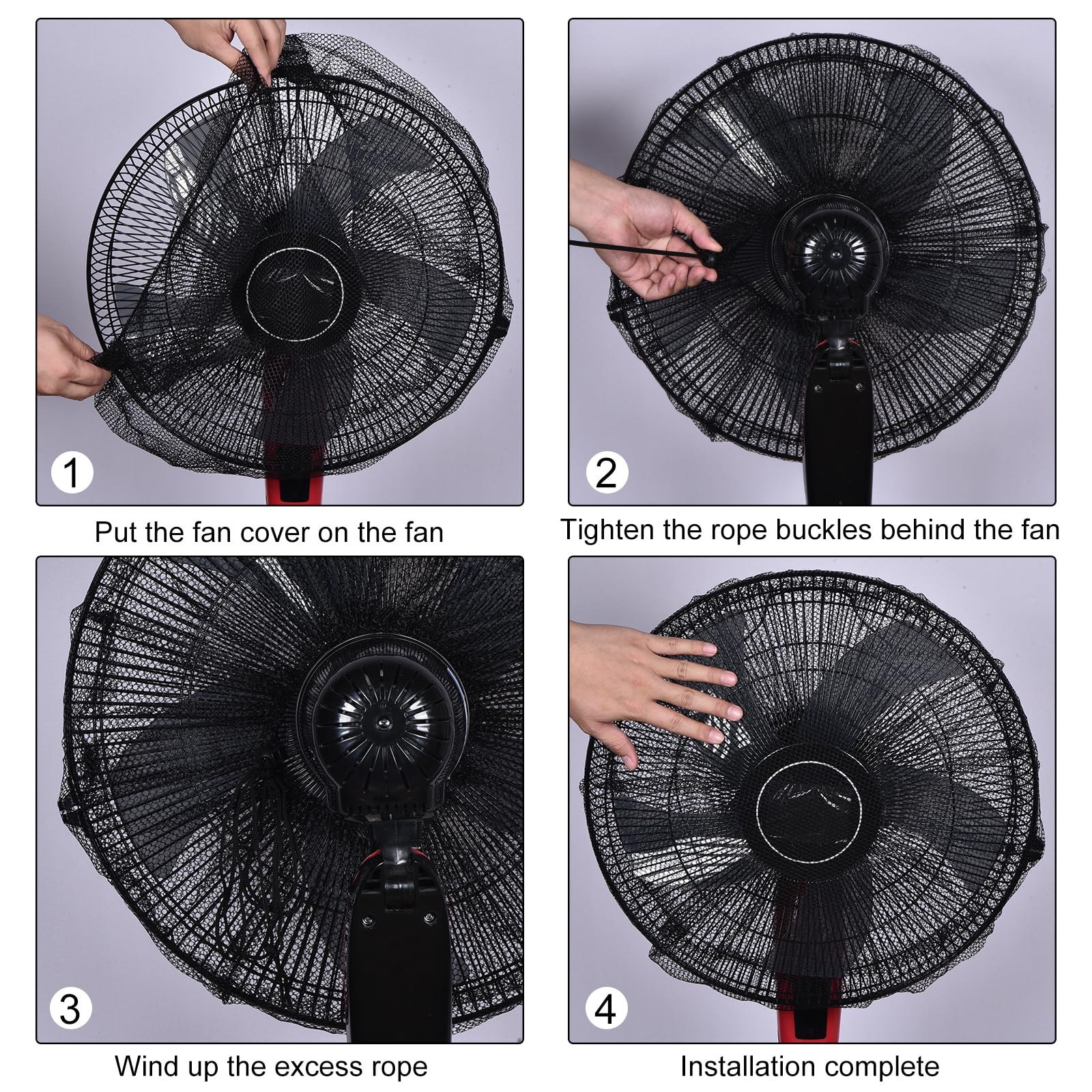 Cubierta de malla para ventilador eléctrico de 11.8 pulgadas, cubierta de protección lavable a prueba de polvo, red protectora de dedos, color negro 6