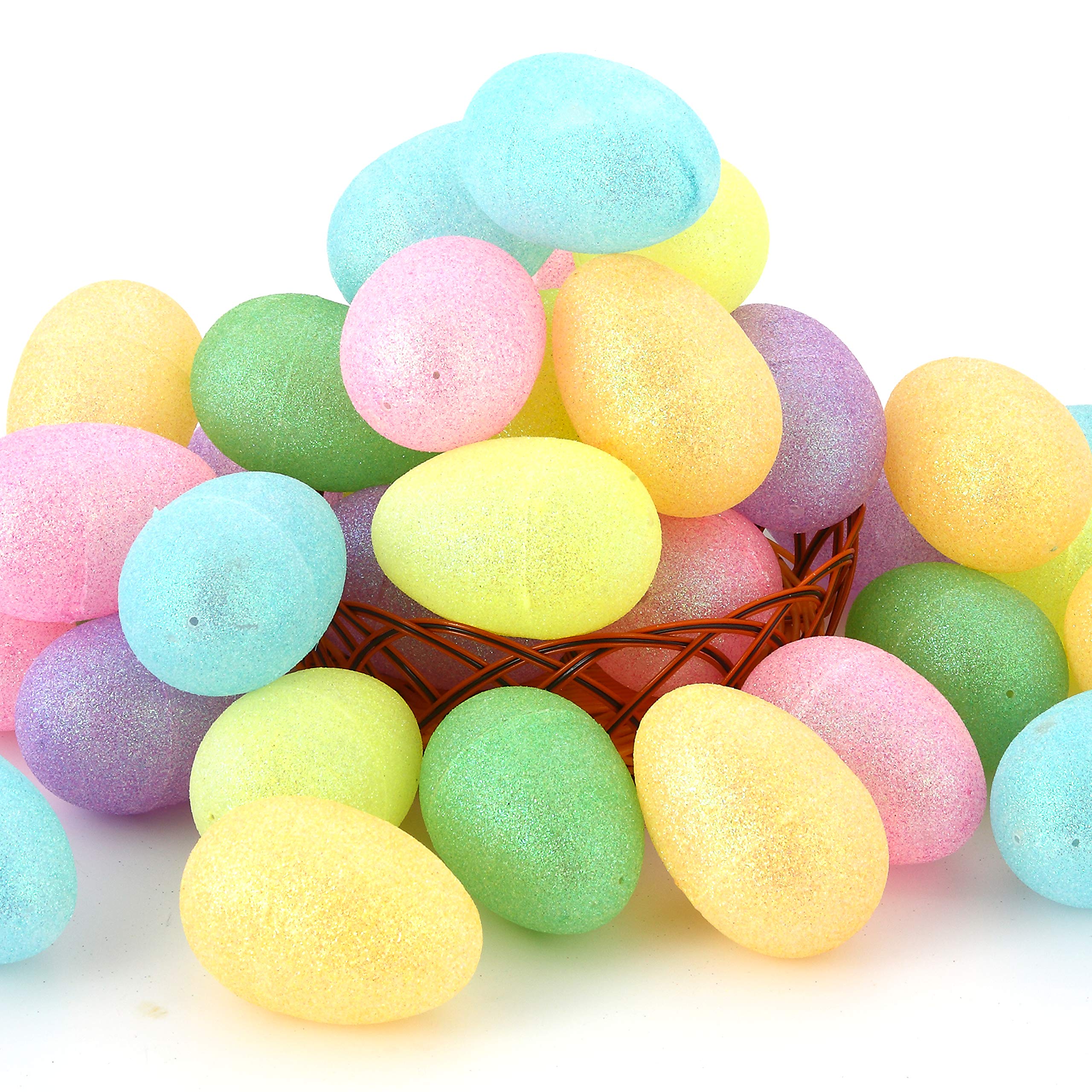 JOYIN 36 Pcs 3.15" Glittering Colorful Assortment Fillable Easter Egg