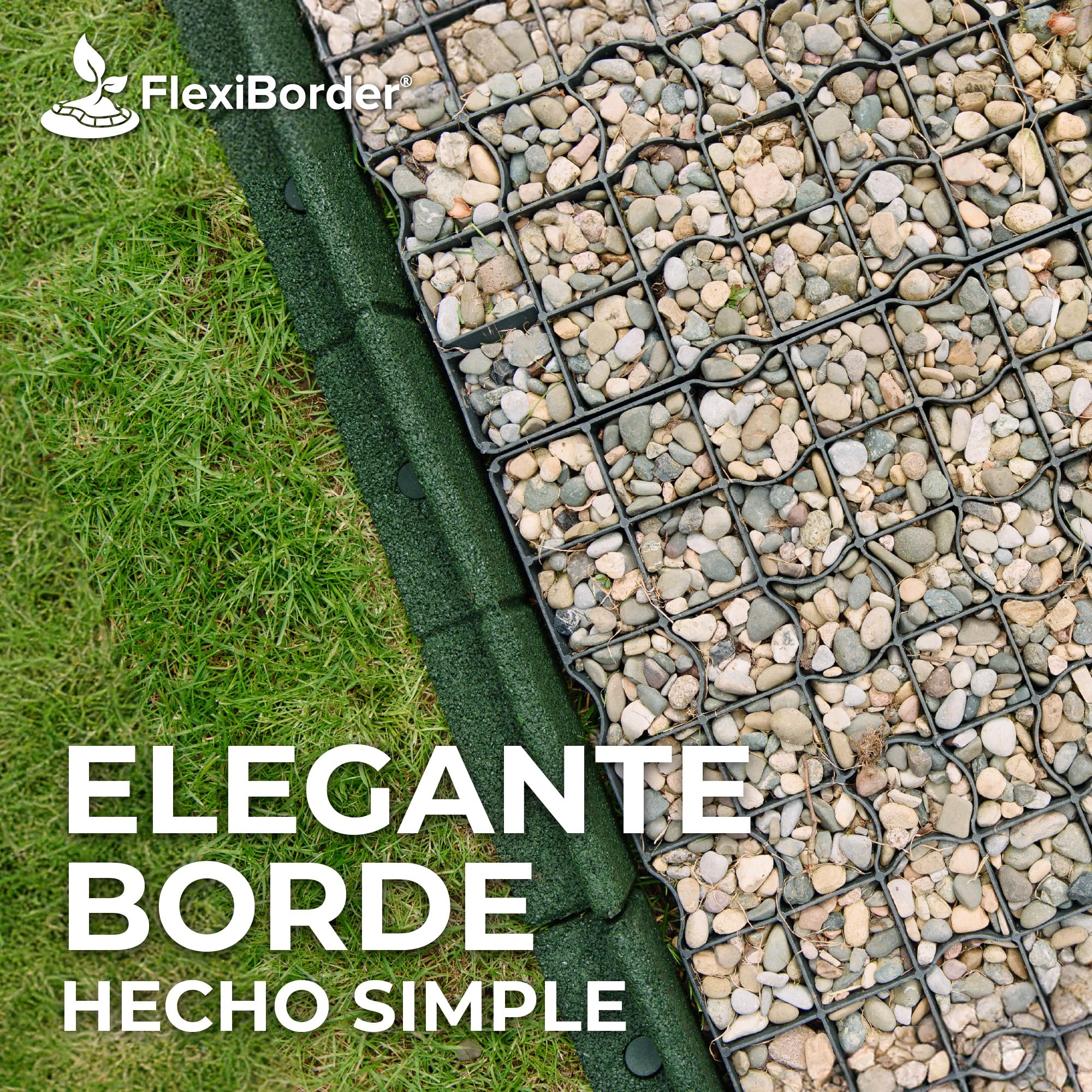 EcoShape FlexiBorder – Borde flexible para césped, bordes elevados, césped artificial (2 x 1 m, verde)