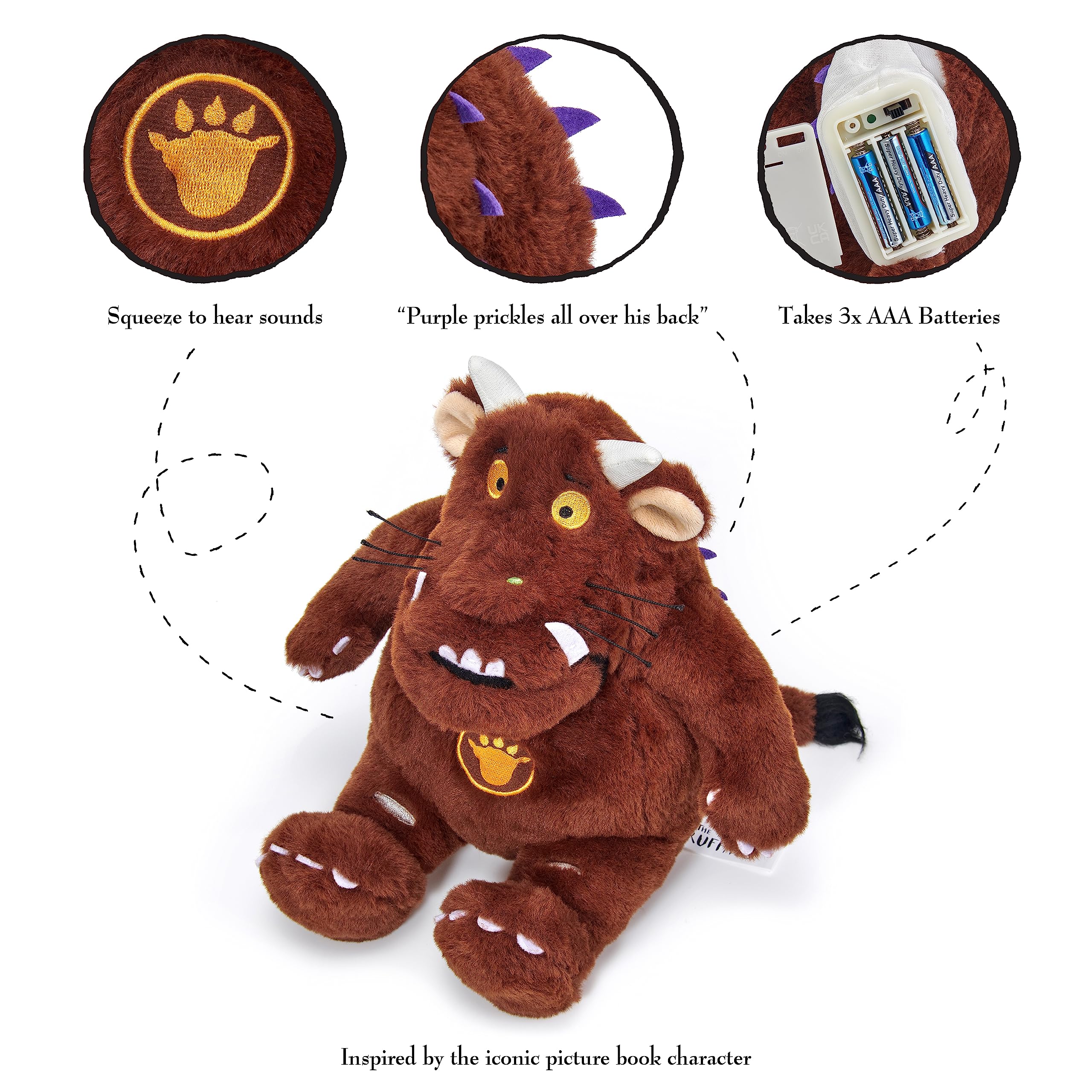 WOW! STUFF The Gruffalo, peluche interattivo ufficiale parlante, 30,5 cm, di libri e film per bambini di Julia Donaldson e Axel Scheffler, per ragazzi e ragazze dai 2 ai 6 anni