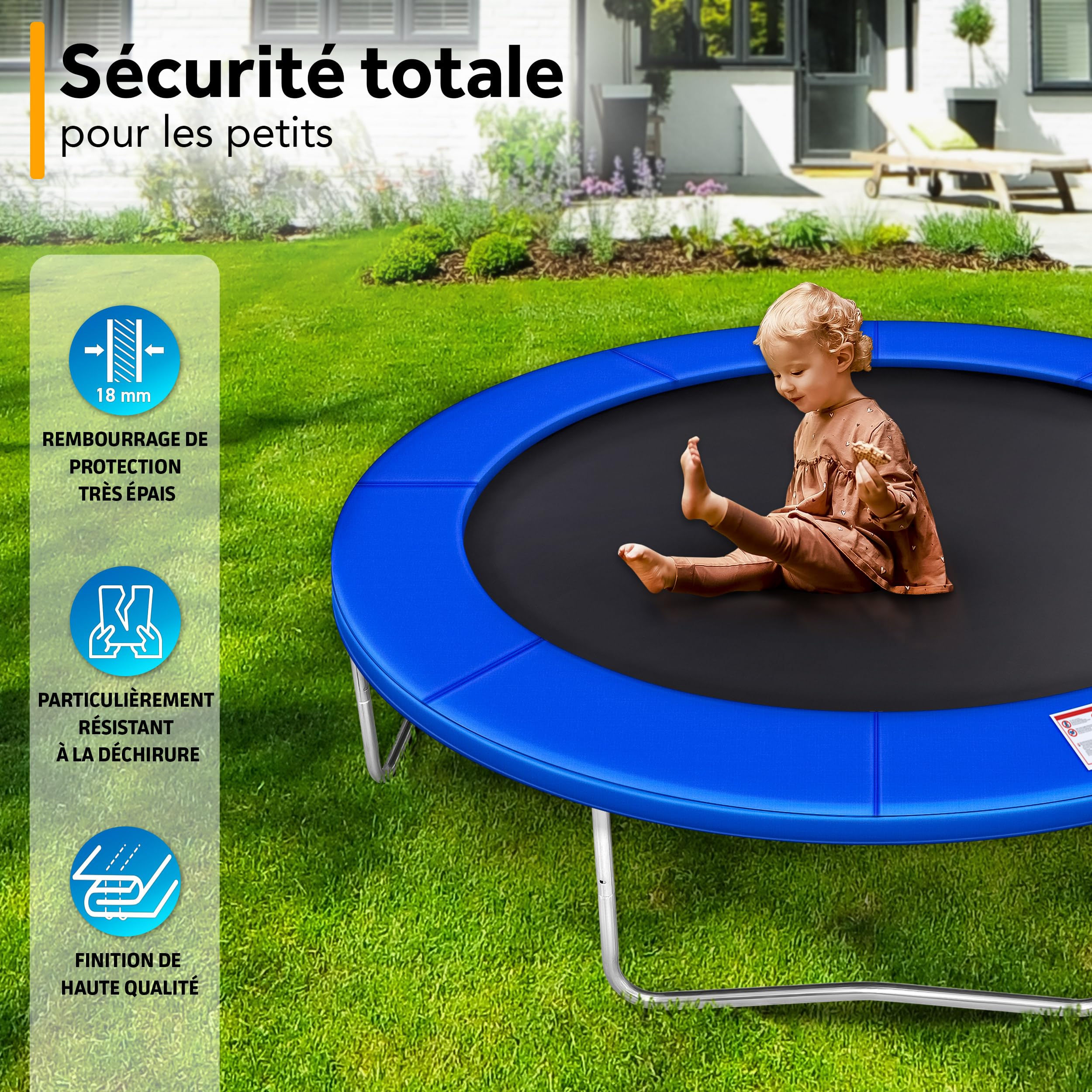 KIDUKU® 244 305 366 427 cm Coussin de Protection pour Trampoline Couverture Rembourrage | résistant aux intempéries | aux UV et au Gel