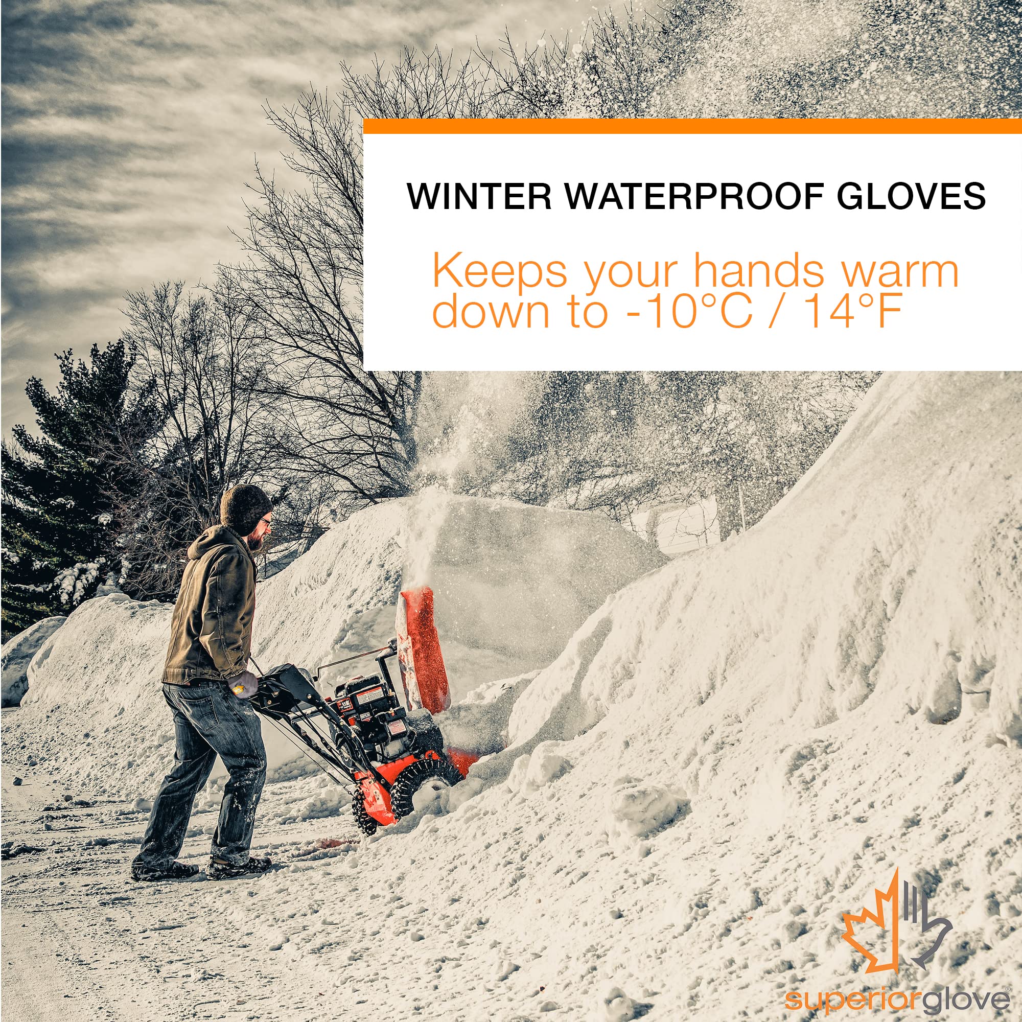 Superior Glove Guantes de trabajo de invierno impermeables, palmas de nitrilo aisladas de fuerte agarre, resistencia a pinchazos, talla L (paquete de 1 par)