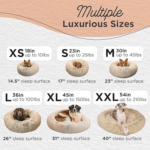 Miniatura 4 de Best Friends by Sheri Original Calming Donut Cama para Perros y Gatos, Piel Sintética Shag, Taupe, XS (18in x 18in) - Alivio de Ansiedad para