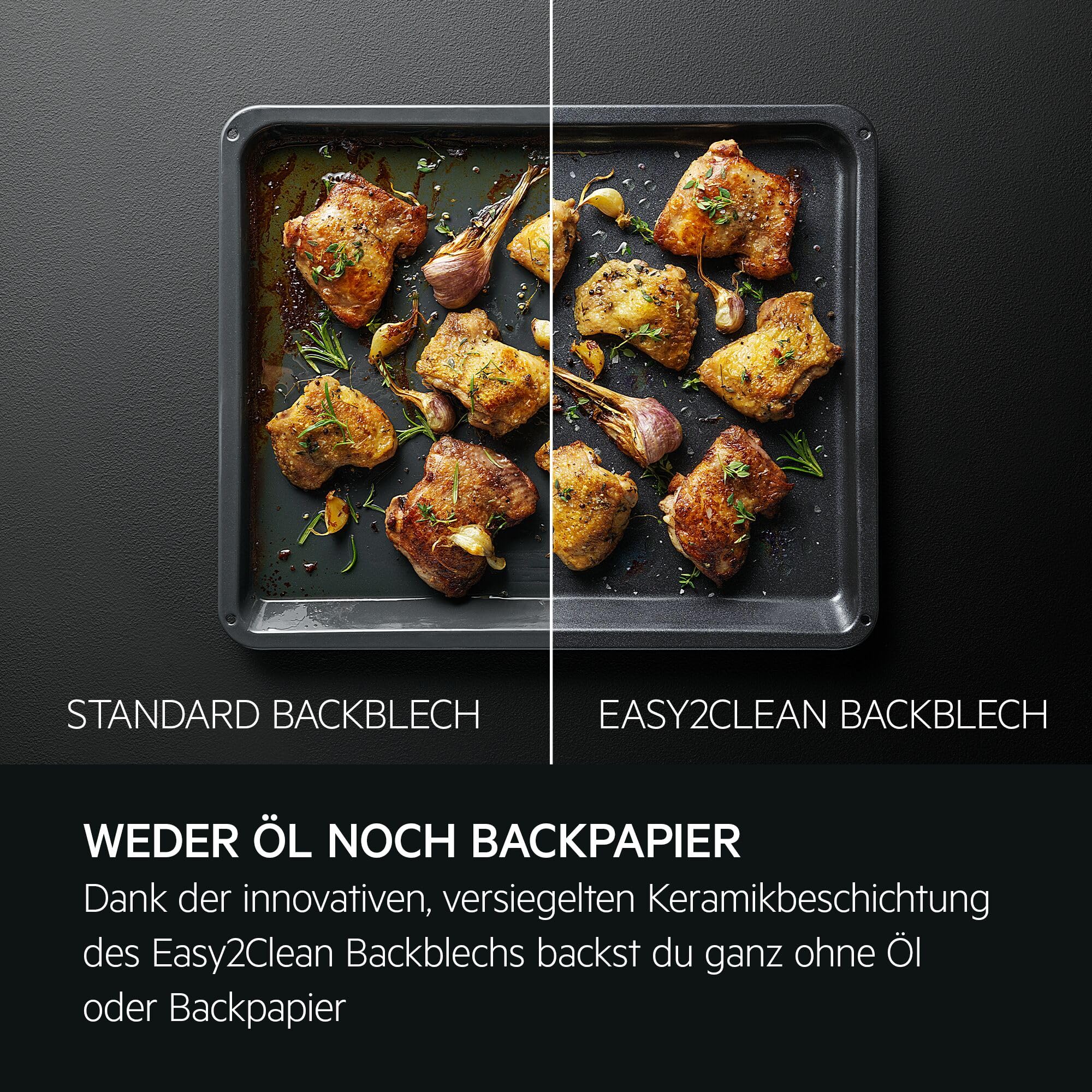 AEG Easy2Clean Backblech mit Antihaftbeschichtung, ohne Backpapier direkt auf dem Backofenblech backen, Keramikbeschichtung erleichtert Reinigung, PT/PF frei, COTE2CTRAY, BxTxH: 46,6 x 38,5 x 2,2 cm