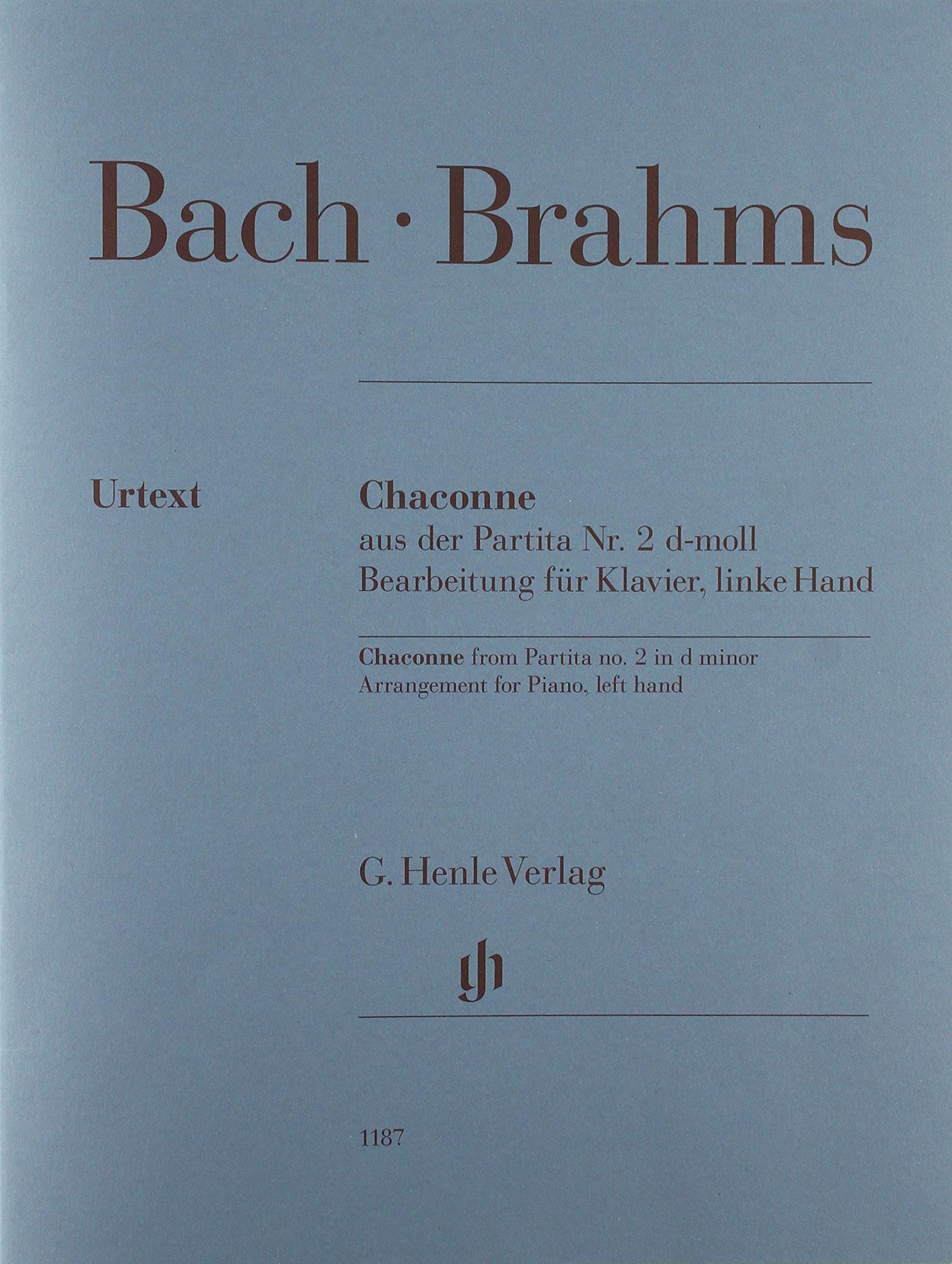 Chaconne - From Partita no. 2 in D minor - Piano - Sheet music - (HN1187): Bearbeitung für Klavier, linke Hand; Urtextausgabe