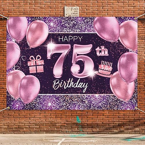 Miniatura 6 de pancarta grande rosa con texto en inglés “Happy Birthday”