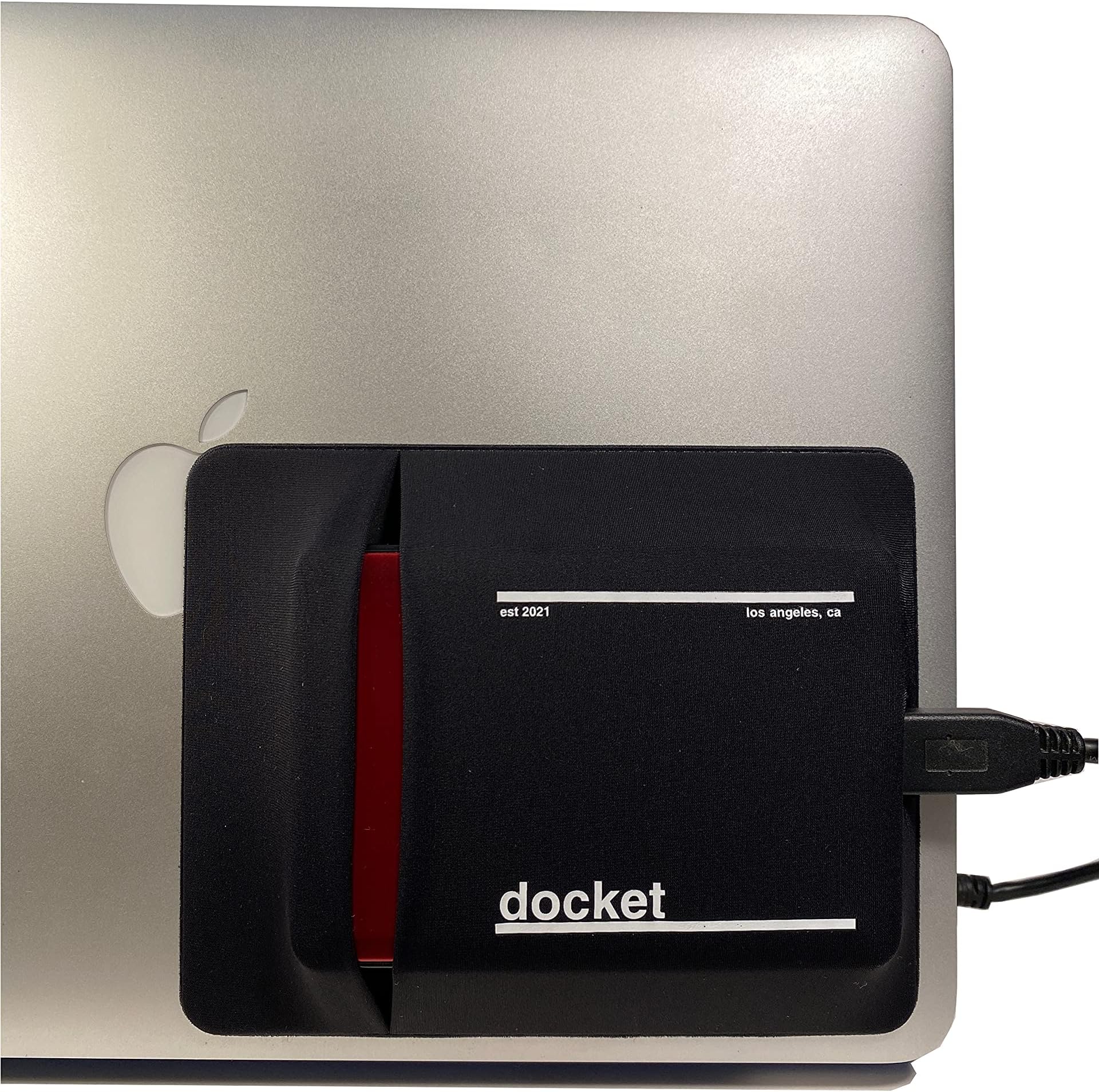 External Hard Drive Holder for Laptop - Closed Pocket Design with Cable Hole for Safe Storage - Expand Storage While Eliminating Boundaries, Black