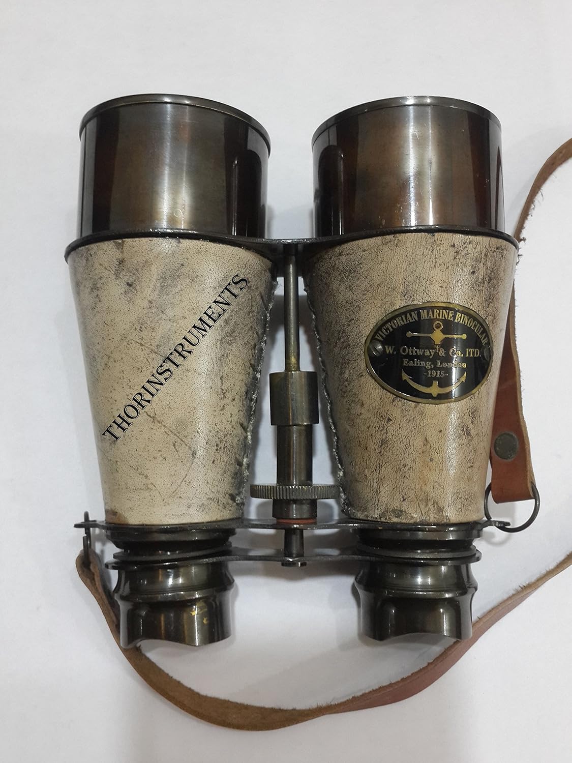 Brass Leather Victorian Marine Binocular W. Ottway & Co. Ltd London 1915 Rustic Vintage Home Decor Gifts