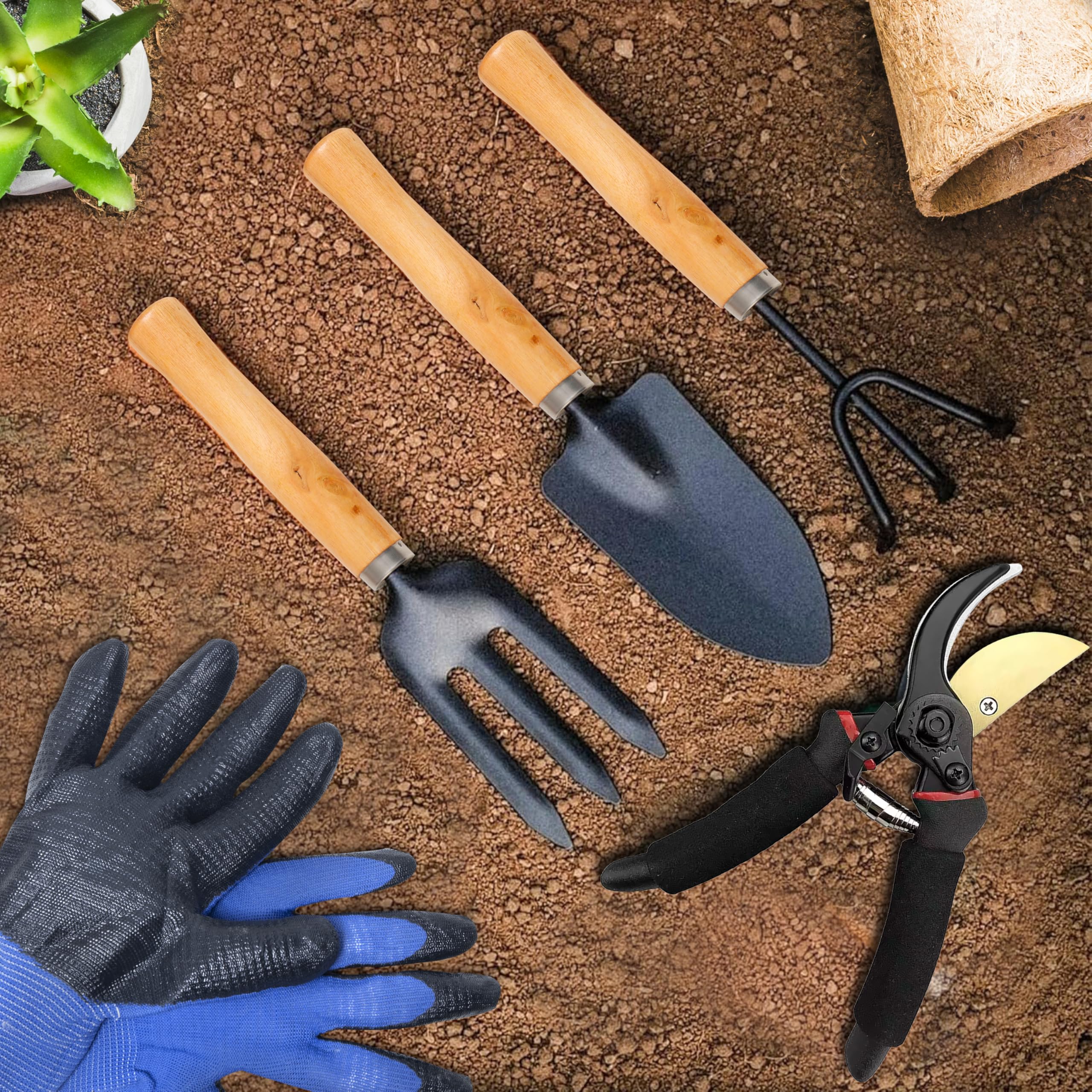 Robustt Gardening Tools Kit for Home Garden - Trowel, Hand Cultivator, Garden Fork, Scissors, Gardening Gloves - Essential Set for Gardening Enthusiasts (B0D9KFT68F) Amazon Price History, Amazon Price Tracker