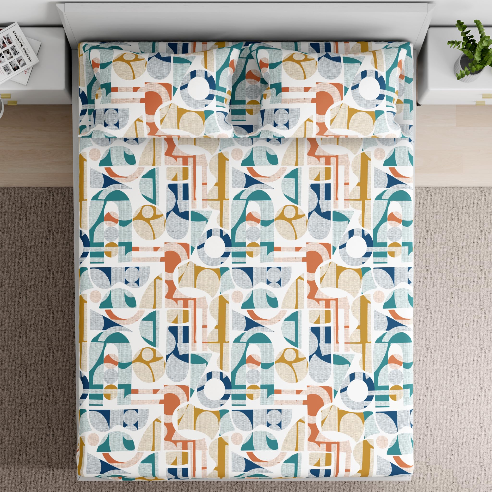 Wakefit Essentials 100% Cotton Super Soft Flat Bedsheet with 2 Pillow Covers | Luis Yellow Double (100 x 85 inch) | Luis Yellow