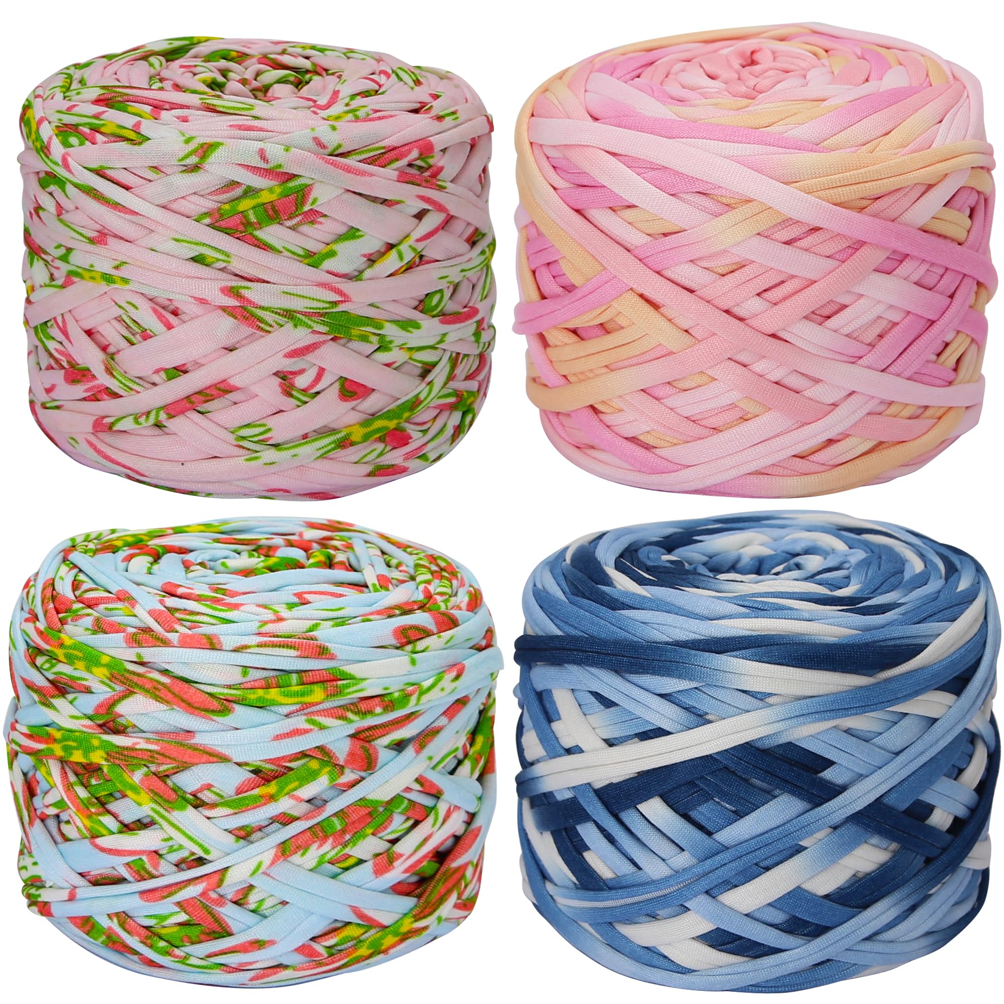 SIMEIQI 4 PCS T-Shirt Yarn Elastic Fabric Crochet Cloth Yarn for DIY Knitting, Spaghetti Thick Knitting for Hand DIY Bag Basket Cushion Crocheting Projects,Home Decor B — image 1
