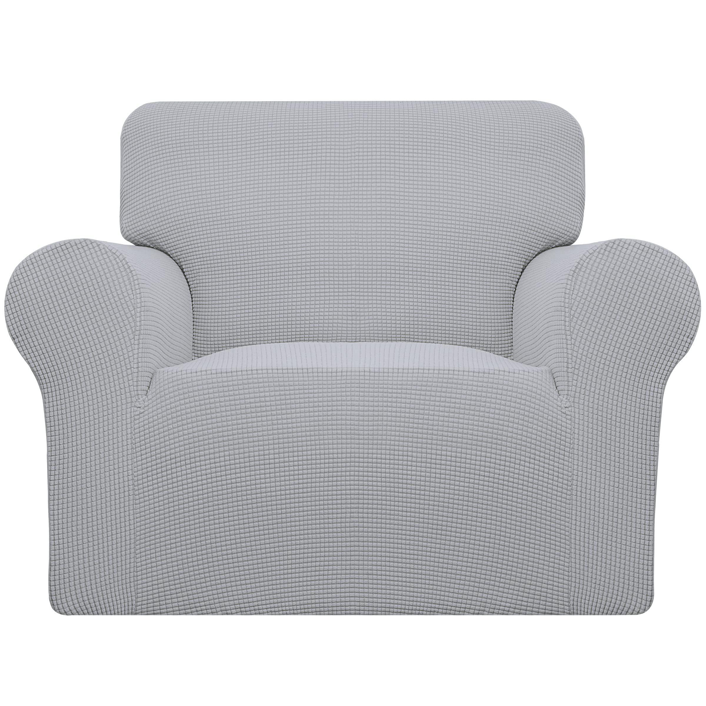 Easy-Going Stretch Chair Slipcover with Arm Washable Silver Gray