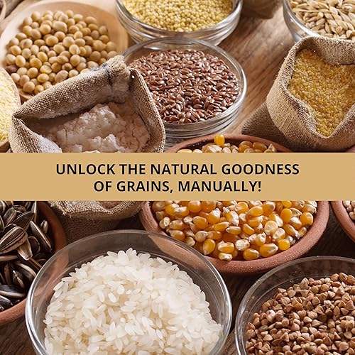 Miniatura 9 de Molino de grano de hierro de mano, molino manual, molino de alimentos, molinillo de maíz para grietas de mano, granos de manivela, avena, maíz,