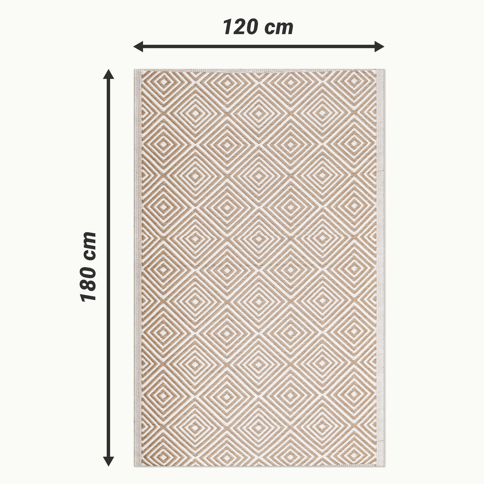 JEMIDI Alfombra para Exteriores 180 x 120 cm - Alfombra de Polipropileno para Exterior jardín terraza balcón - Resistente a la Intemperie y Lavable