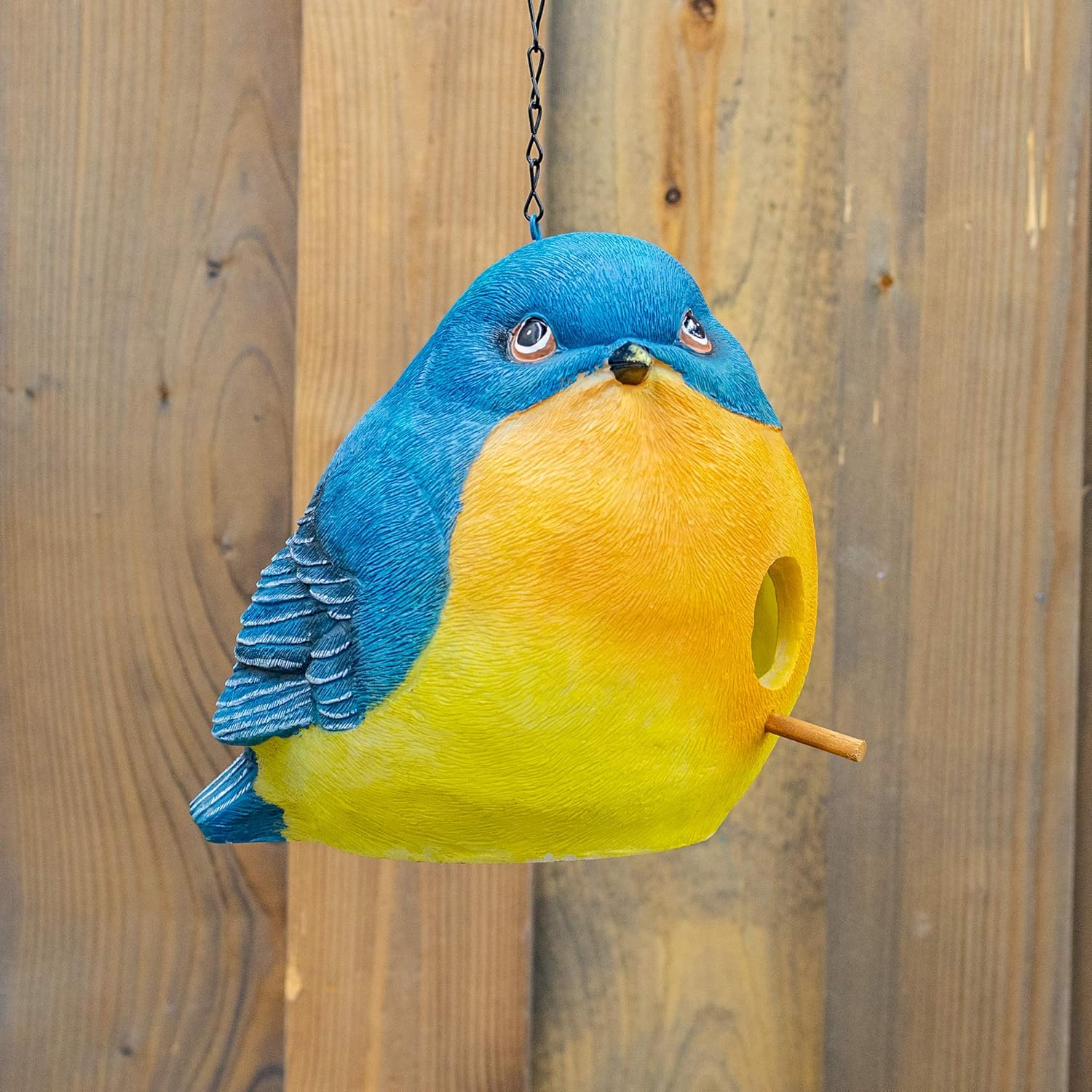Fеаturеd Prоduсt Colorful Yellow Blue Backyard Bird 9.5 x 7 Resin Outdoor Hanging Birdhouse Set 4
