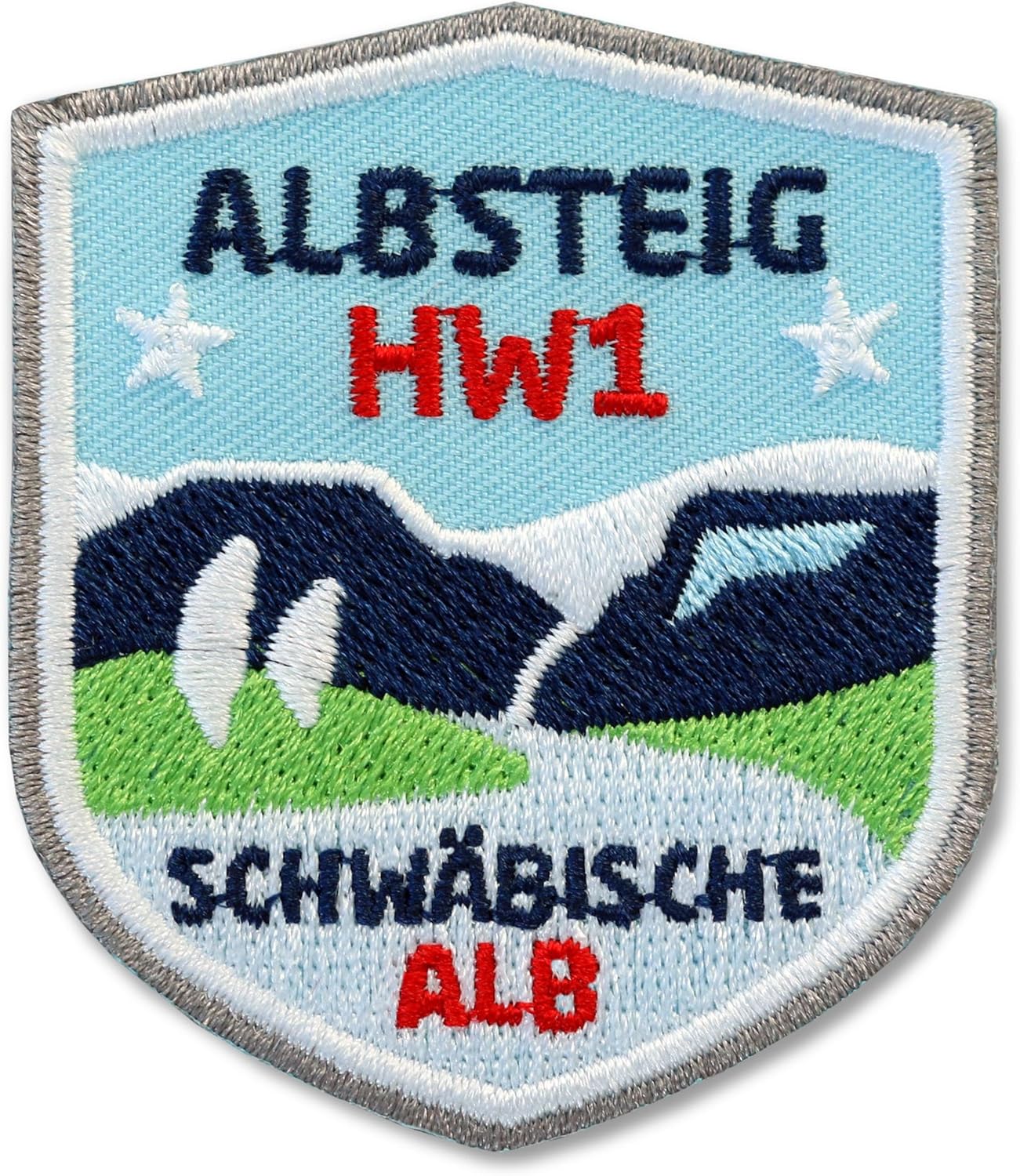 2 x Albsteig HW1 Abzeichen gestickt 51 x 60 mm / Schwäbische Alb 2 x Albsteig HW1 Abzeichen gestickt 51 x 60 mm / Schwäbische Alb