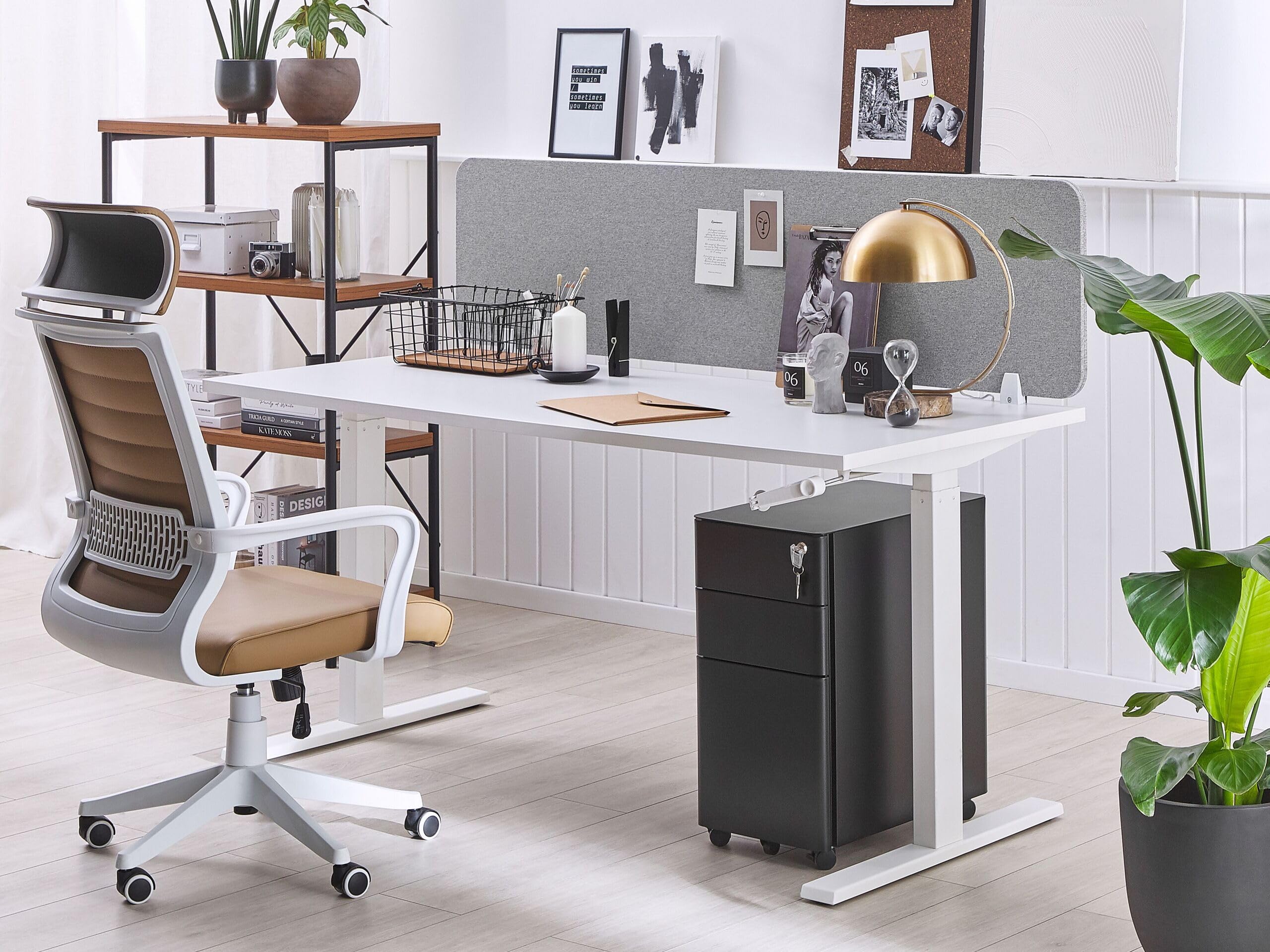 Beliani Pannello Divisorio Fonoassorbente in Pet 160 x 40 cm Grigio Chiaro