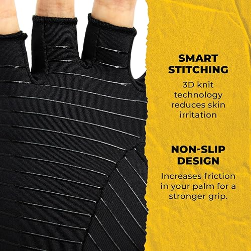 Miniatura 4 de Guantes contra artritis de CopperJoint compresión con hilado de cobre acelera la recuperación y alivia los síntomas de la artritis lesiones por