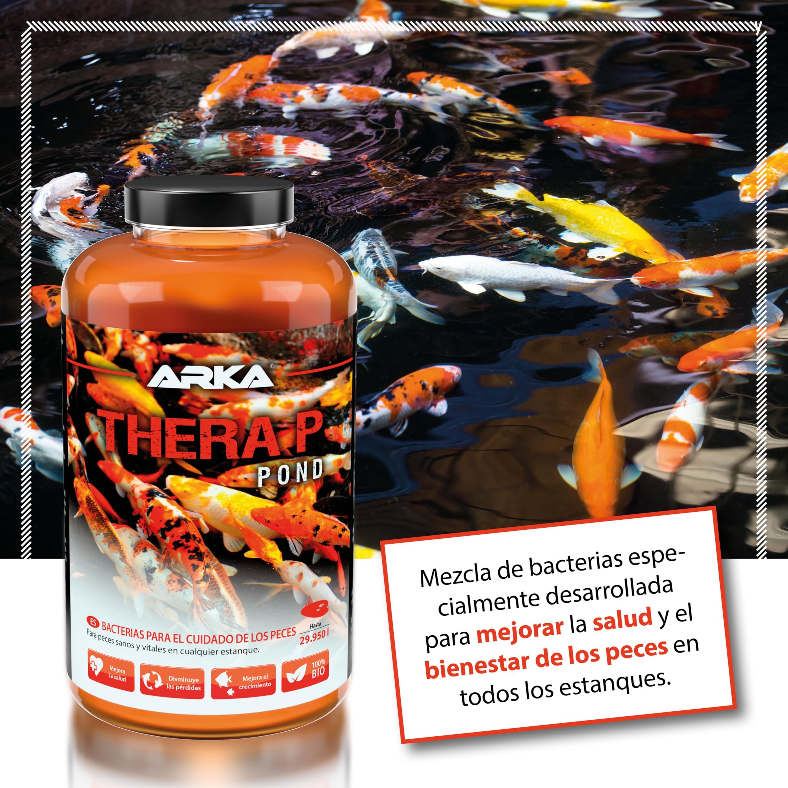 Cuidado Peces Estanque 946 ml - TheraP Probiótico para Koi | probiótico, favorece bienestar, vitalidad, colores vivos, reduce estrés, protege mucosas, peces de estanque, koi