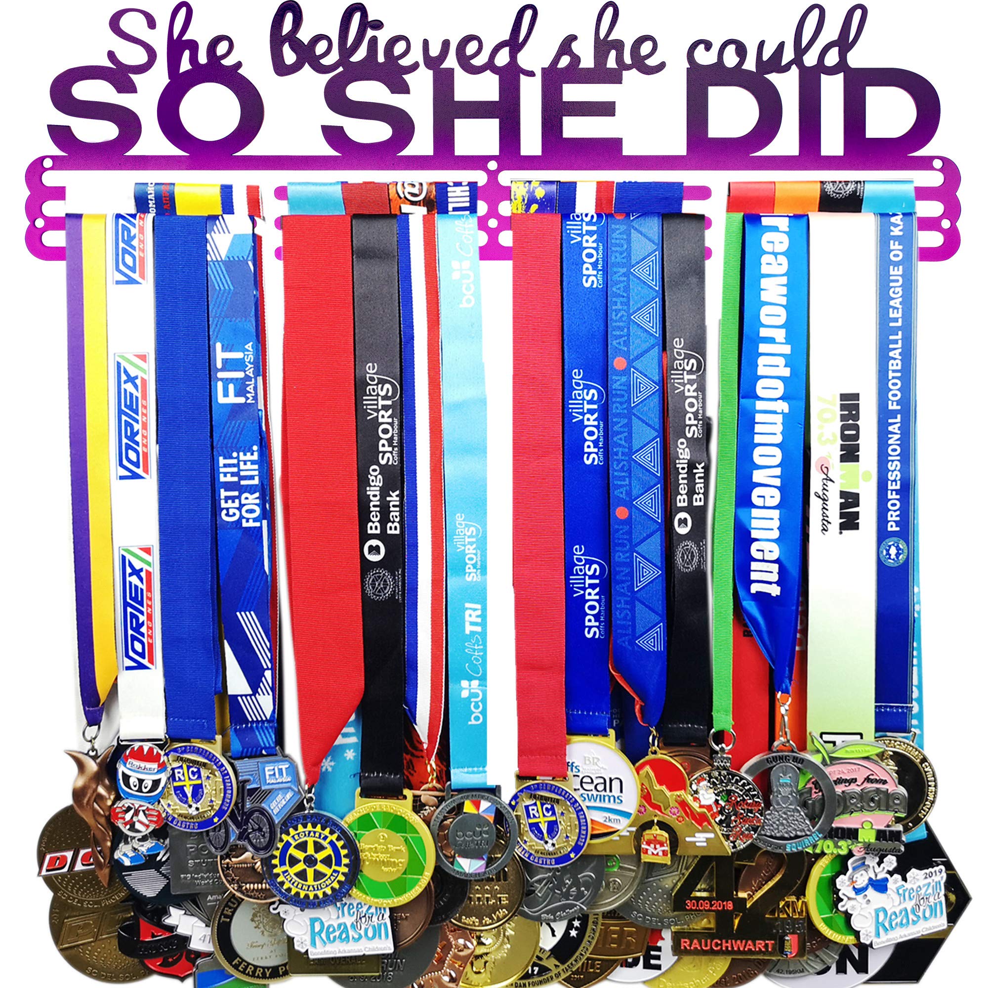 Medal Hanger Holder Display Wall Rack Frame Shelf-Medal Hanger Awards Ribbon Cheer,gymnastics,soccer,softball Holder Display Custom Rack for 60 Medals Easy to Install U.S.A.Design Patent D889882