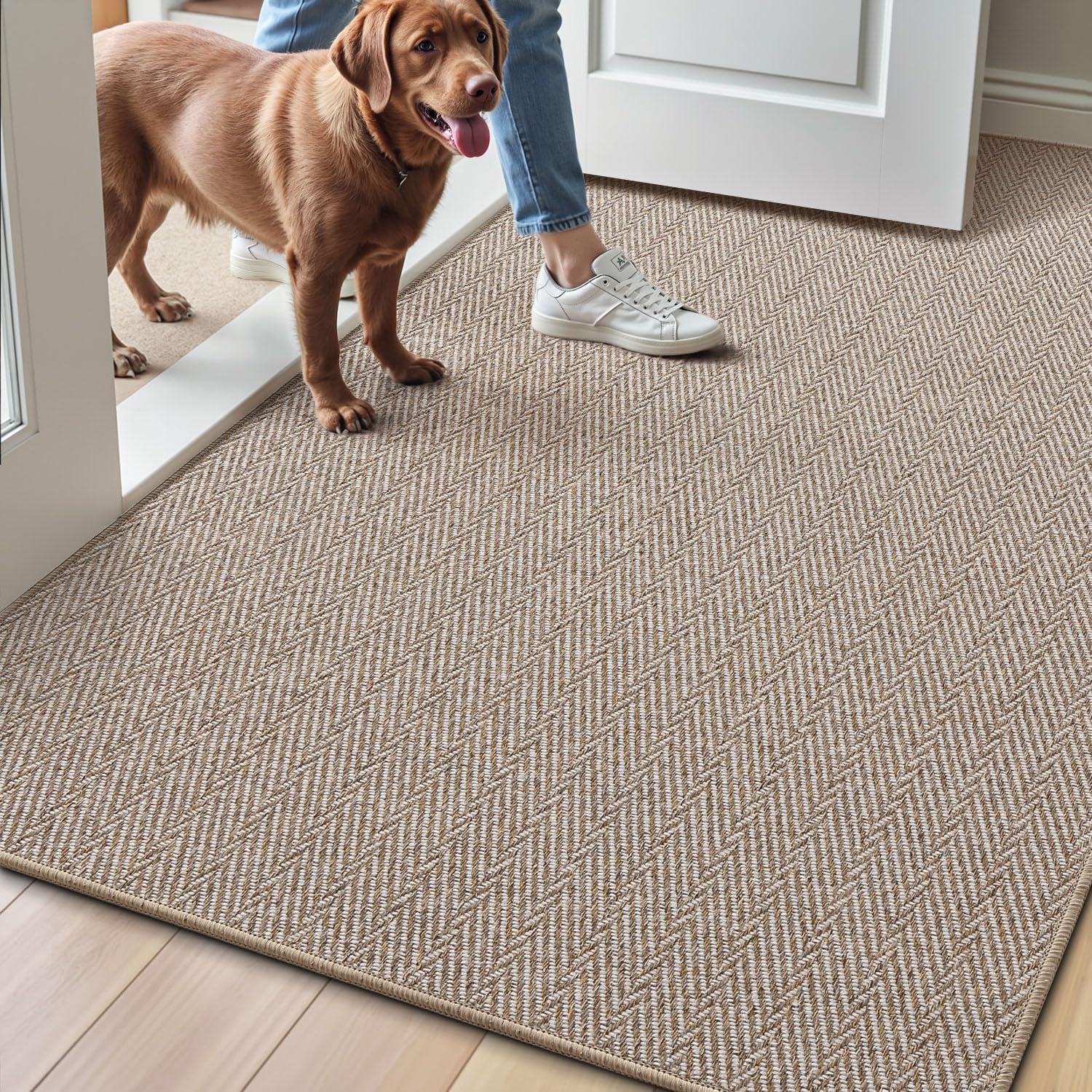 LUMI Ultra Thin Indoor Door Mat 80 x 120 cm, Entrance Doormat, Deep Beige