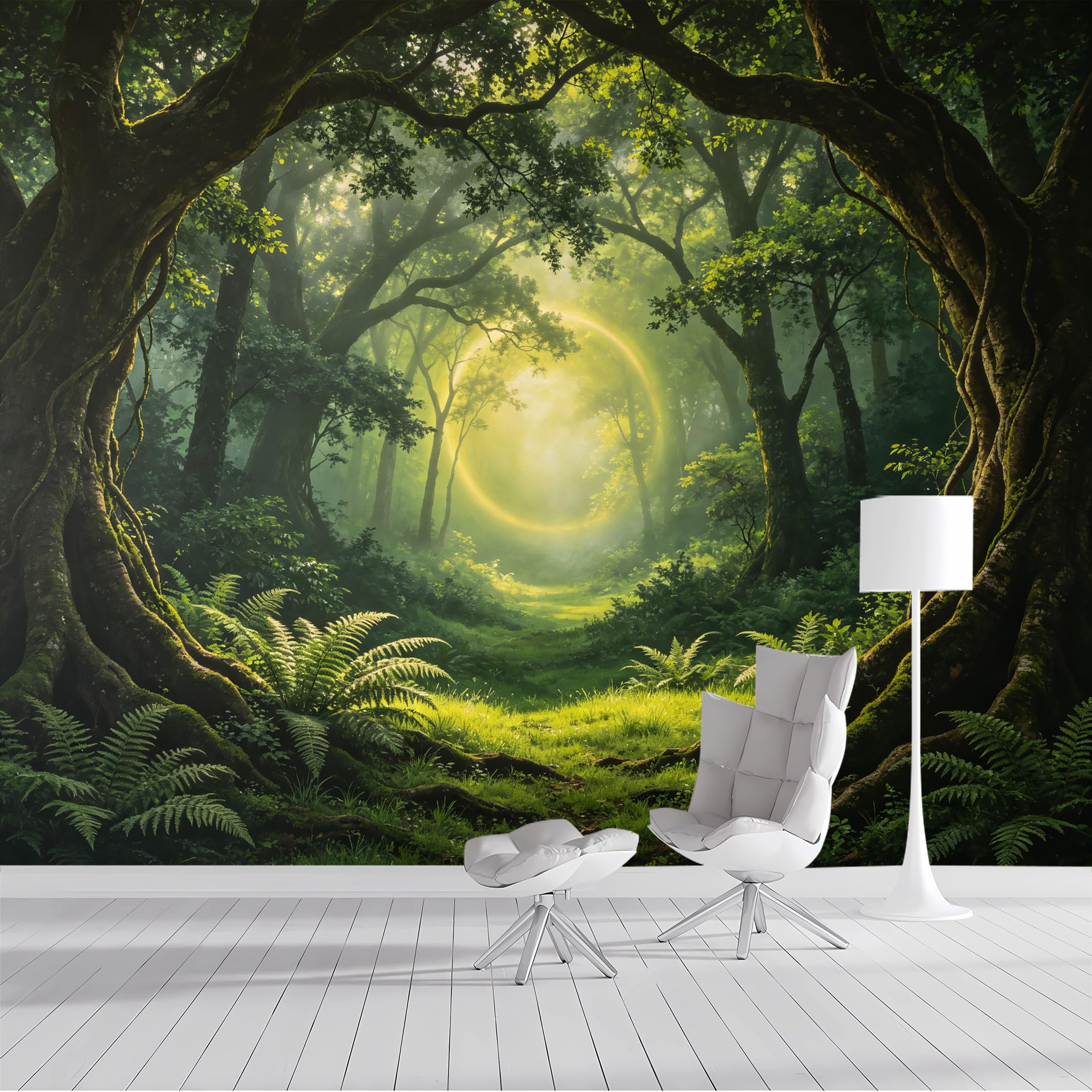 Yzpallescene Bh260711024 Custom Size Wall Mural Mystic Forest Portal Woodland Selfadhesive Wall Fabric Removable Peel And Stick Wallpaper Wall Decor For Living Room Bedroom Bathroom