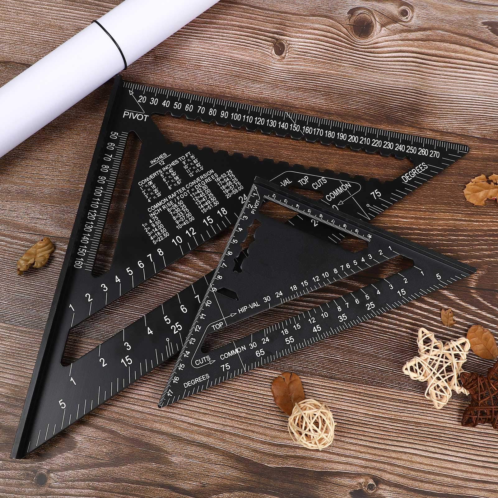 2er Set Zimmermannswinkel 180mm & 300mm – Präziser Schreinerwinkel Mit Lasergravur, 45° & 90° Für Tischler & DIY