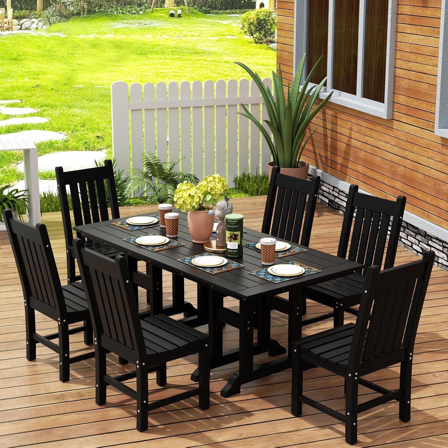 WestinTrends Malibu HDPE Outdoor Armless Patio Dining Chair Black