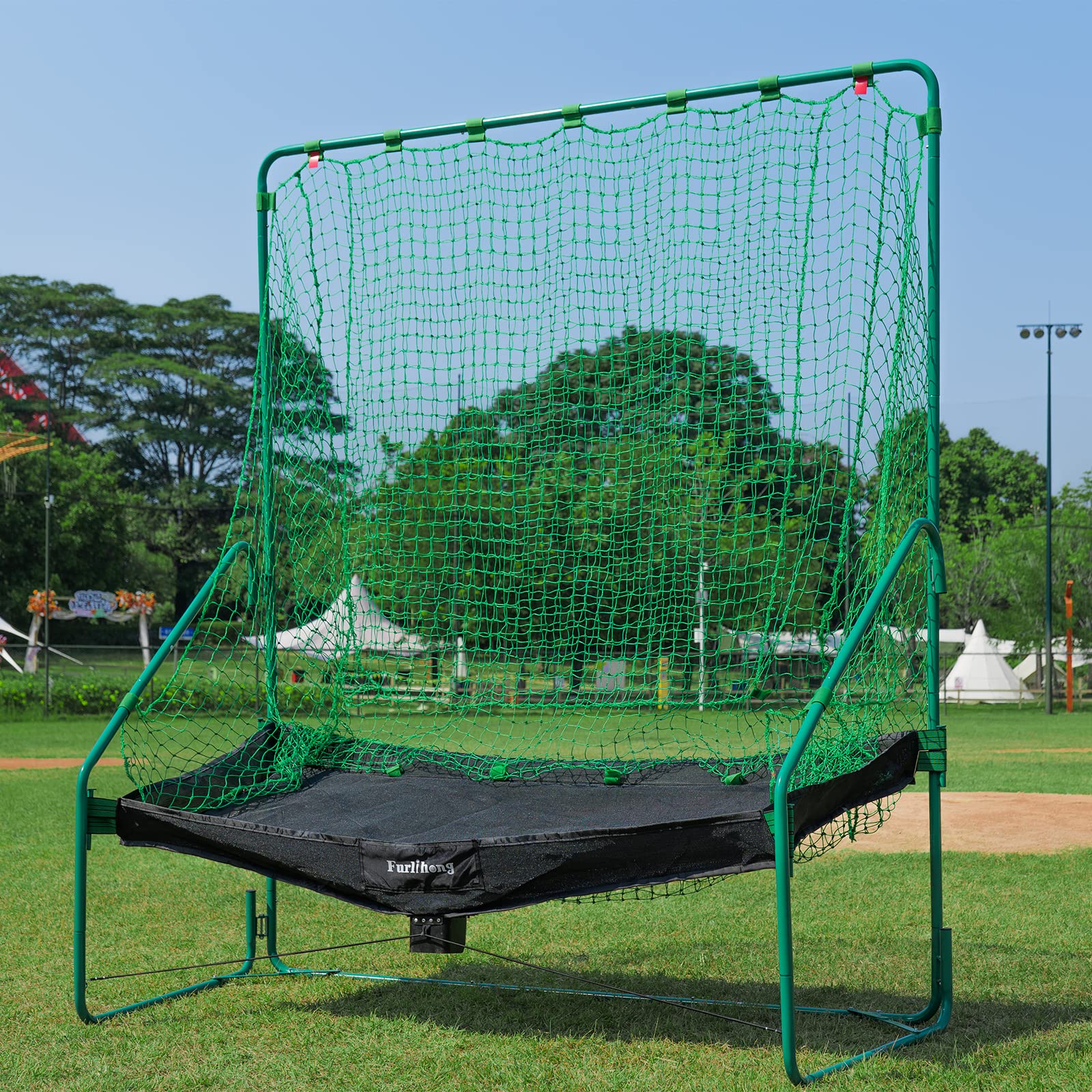 Furlihong NB01 Baseball & Softball Recycling System Net, 6.6 x 7.8ft, 100% Iron Frame with Waterproof Net, Compatible with 6901BHA 6902BHA 6902BH Soft Toss Machine, for Hitting Batting Training