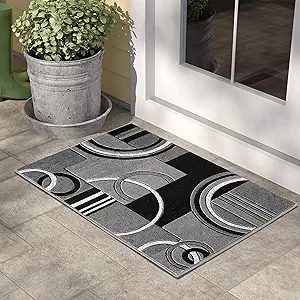 GLORY RUGS Area Rug 2x3 Door Mat Grey Geometric Soft Floor Carpet with Premium Fluffy Texture for Indoor Living Dining Room and Bedroom Area