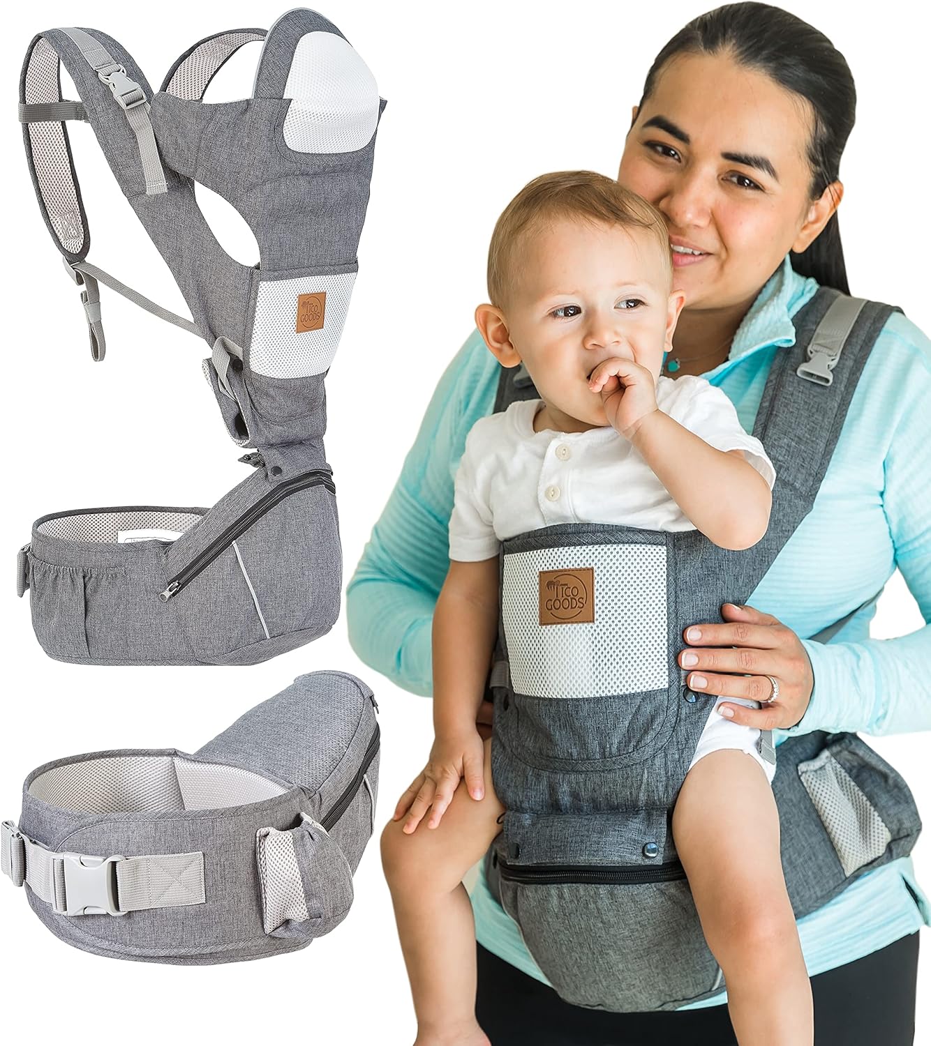 TICO GOODS Baby Carrier with Hip Seat 6 in 1 Baby Carrier with Seat