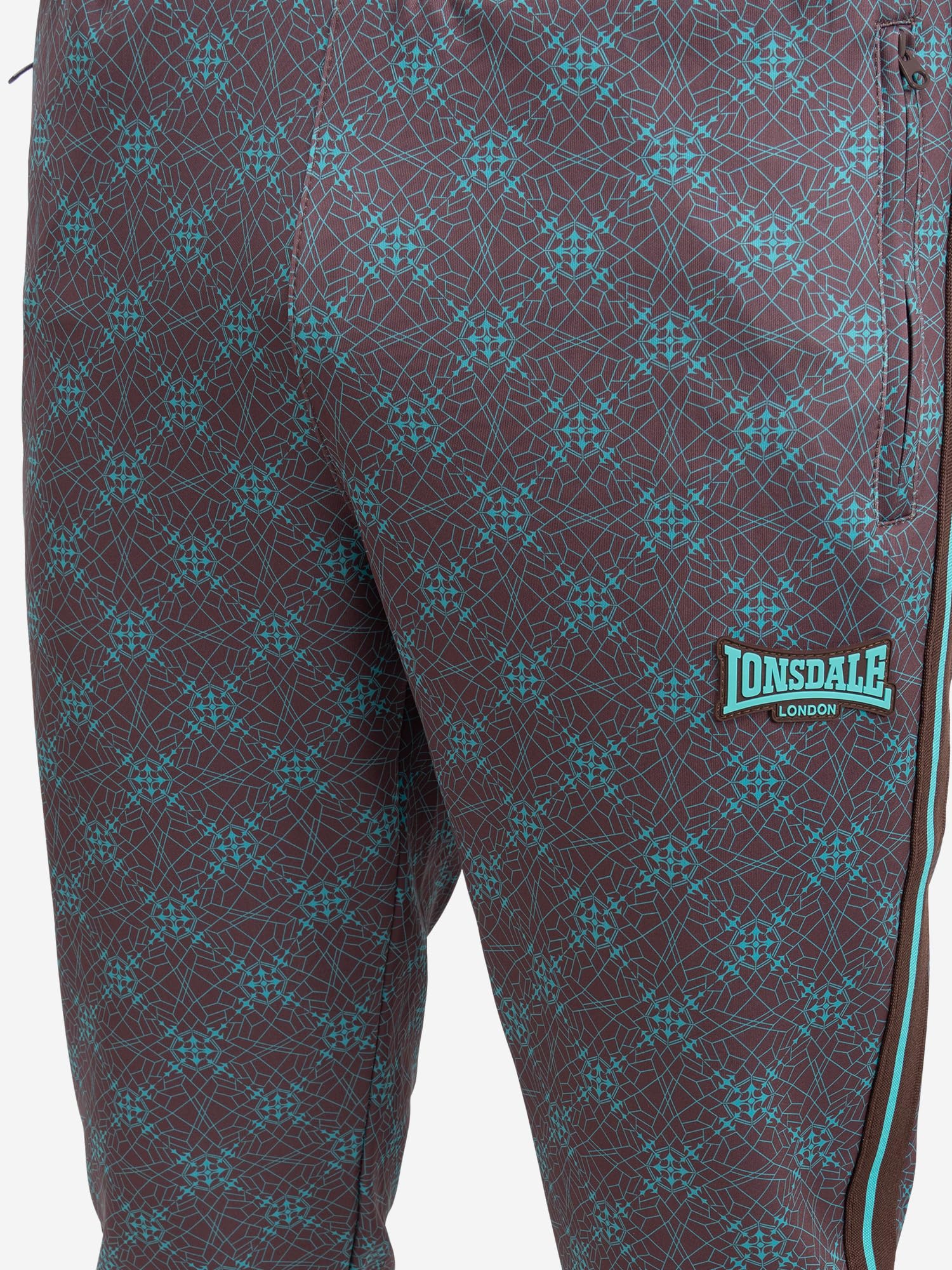 Lonsdale BEFORE 8 Męski dres treningowy, wąski krój, brązowy/turkusowy, L, brązowy/turkusowy, L