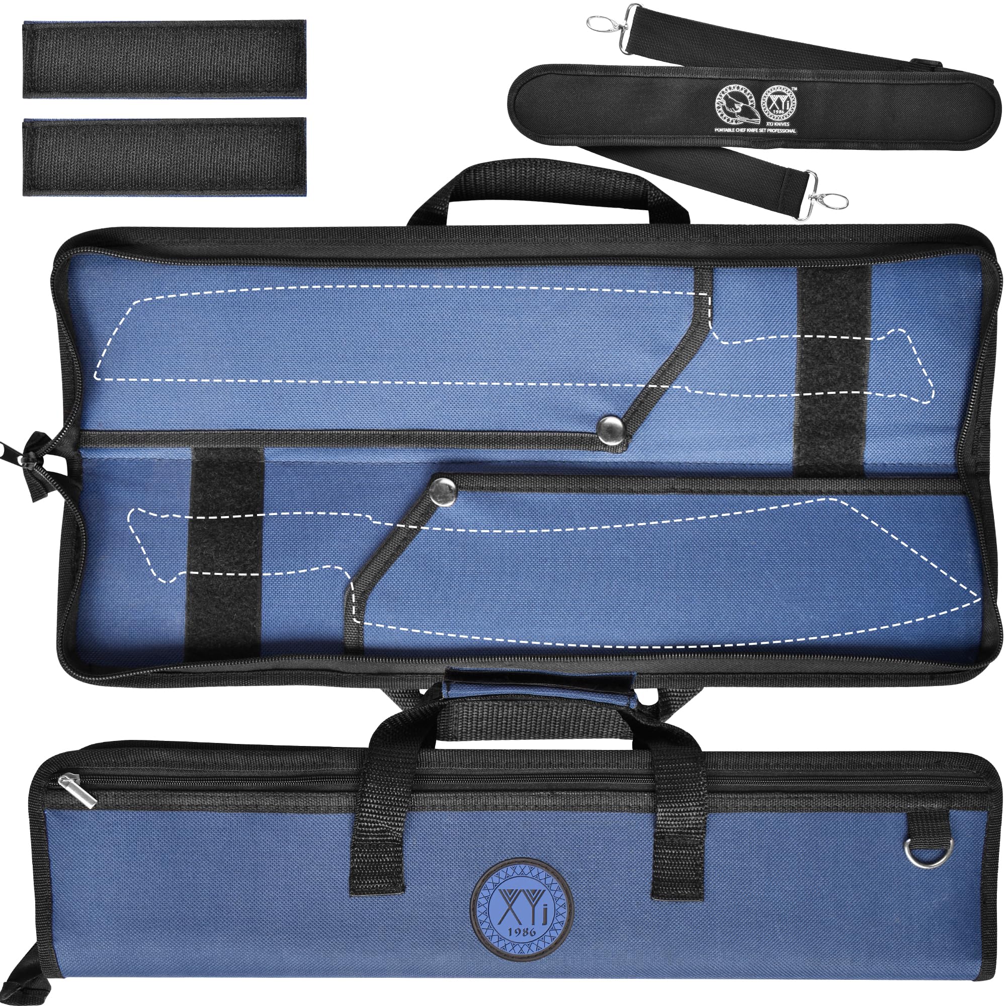 XYJ Chef's Knife Roll Bag Canvas Knife Carrying Case with Durable Handles Shoulder Strap