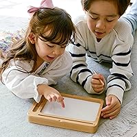 Vista 5 de BLUE GINKGO Montessori - Bandeja de arena de alta calidad con tapa, bandejas de madera profunda para escritura de arena en el aula, números, dibujo