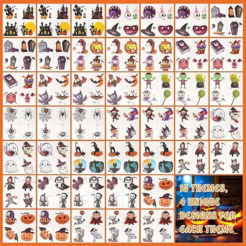 Miniatura 4 de 180 tatuajes temporales de Halloween para niños, calcomanías impermeables, regalo temático