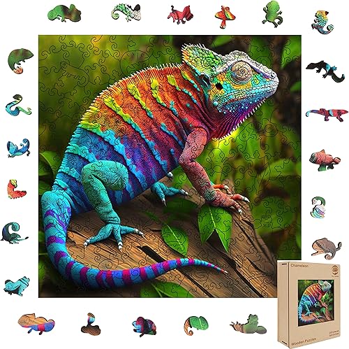 Miniatura 9 de Mys Aurora Rompecabezas de madera, 200 piezas de caballito de mar, forma única, tamaño mediano de 8.5 x 13.4 pulgadas, caja de regalo de madera,