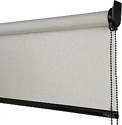 Cortina Persiana Rolo Blackout Linho Natural SOB MEDIDA comando lado DIREITO (SEM BANDÔ) (Linho Natural - Acabamento Preto, 1,30 (lar) x 1,40 (alt))