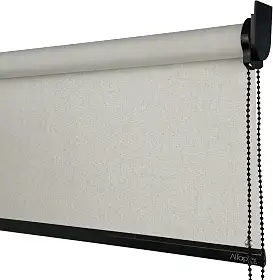 Cortina Persiana Rolo Blackout Linho Natural SOB MEDIDA comando lado DIREITO (SEM BANDÔ) (Linho Natural - Acabamento Preto, 1,30 (lar) x 1,40 (alt))