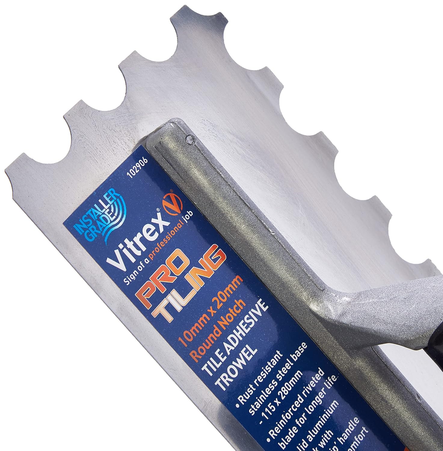 Vitrex 10 2906 Prof Stainless Steel Adhesive Trowel 20mm
