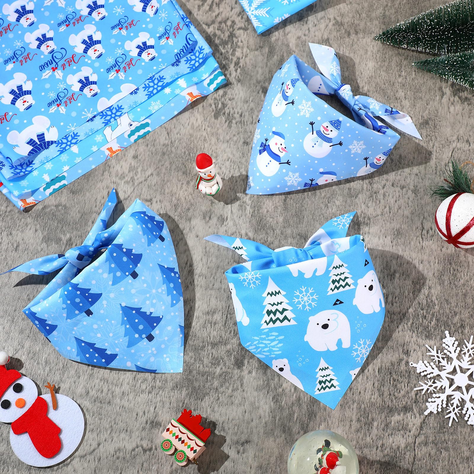 Abbylike Juego de 100 pañuelos de Invierno para Perro, diseño de Copo de Nieve, Color Azul, para Perros, pañuelos, Baberos, Bufanda Triangular para Perro con Patrones de Copo de Nieve para Invierno,