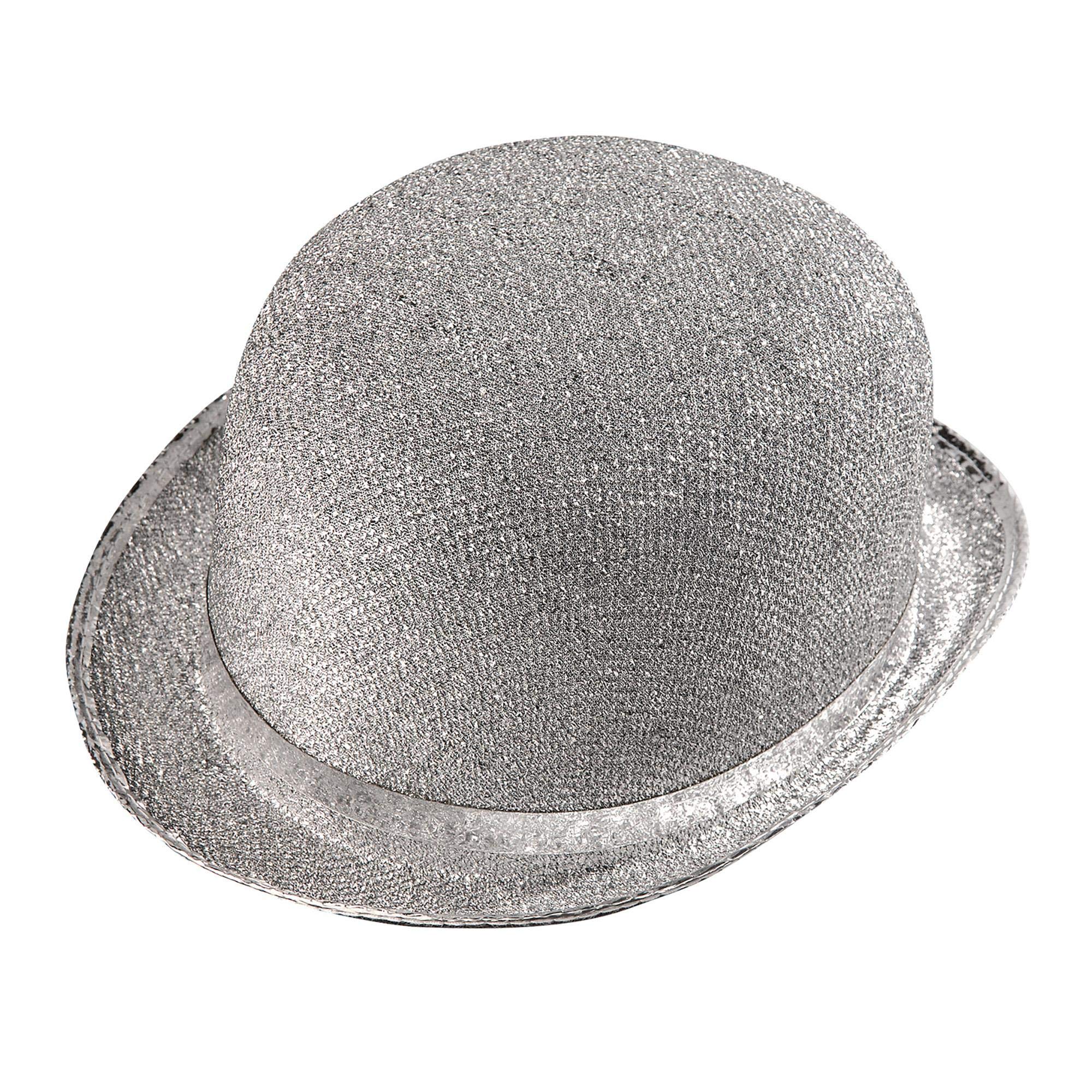 Felt Bowler Silver Lame Bowler Hats Caps & Headwear for Fancy Dress Costumes Accessory